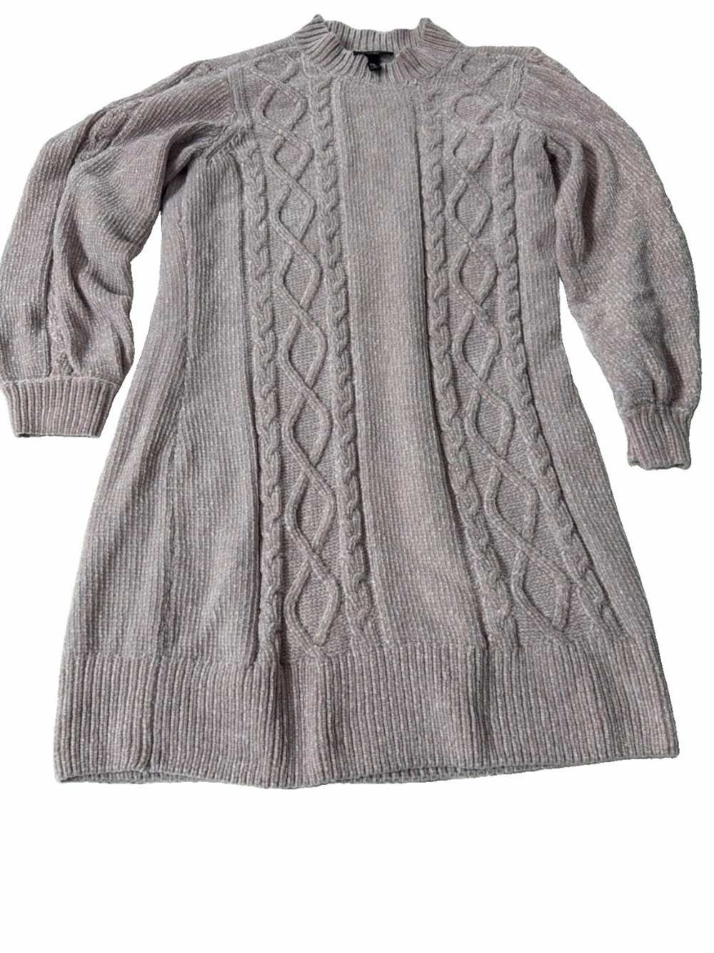 Allison/Brittney PL Cable Knit Long Sleeve Sweater Dress - Light lilac